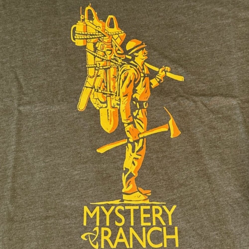 Mystery Ranch Pack Light tshirt Military Heather discontinued NWT Bozeman